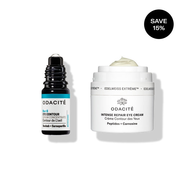 Odacité Day & Night Eye Care Duo for dark circles with a Save 15% label in the image corner.