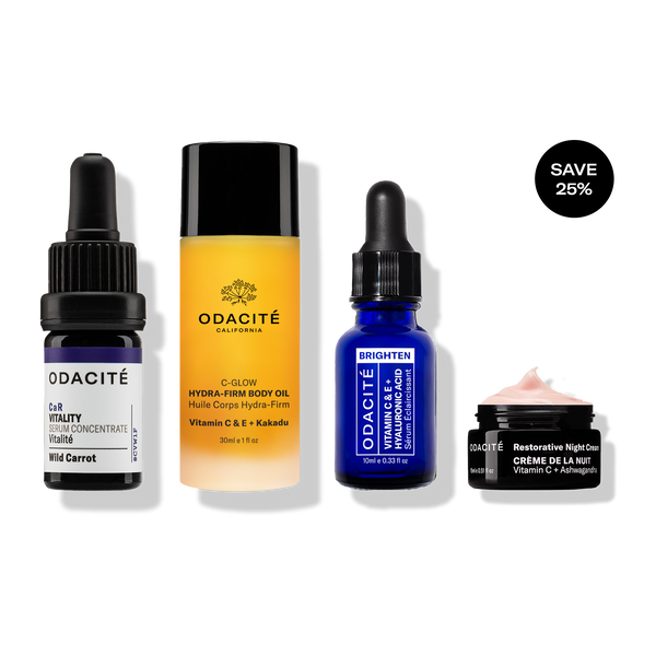 Odacité Vitamin C Glow Set with a prominent “Save 25%” badge on a light-colored background.