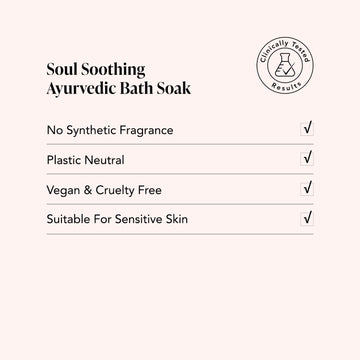 Soul-soothing Ayurvedic bath soak: Himalayan salt, lavender, neroli, and patchouli. Vegan, plastic-neutral packaging.