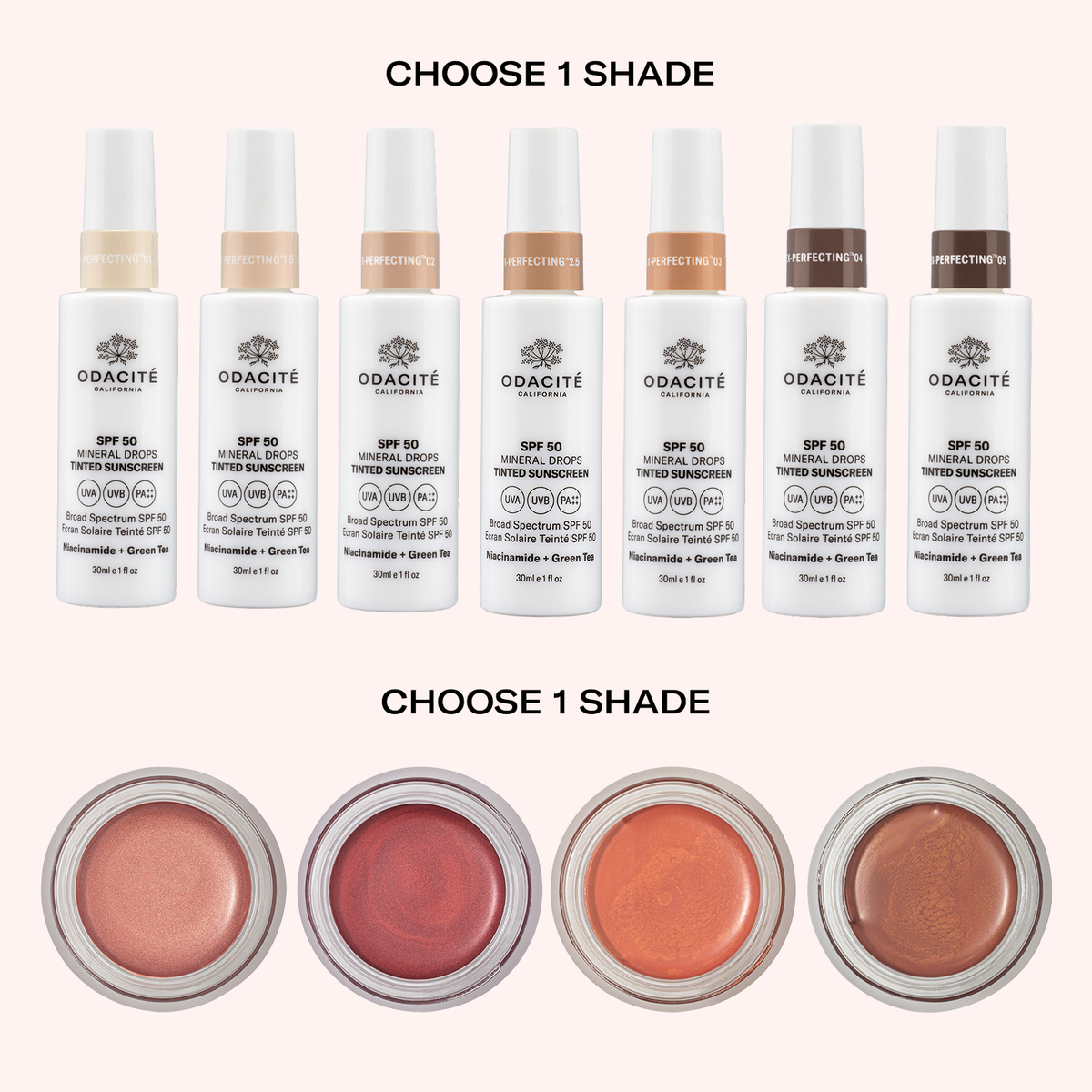 SPF 50 Tinted Sunscreen + Color Balm Duo | Odacité