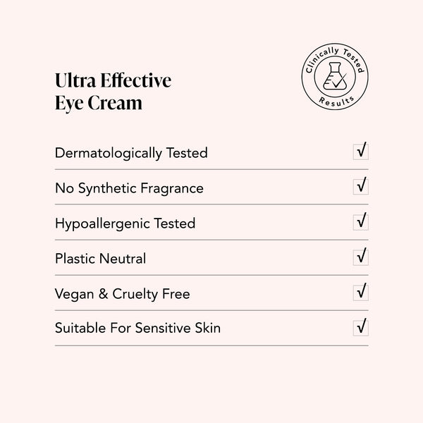 Odacite Ultra Effective Eye Cream with Algae + Hyaluronic Acid in a white tube, labeled vegan and cruelty-free.